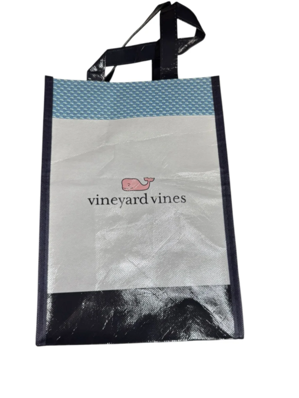 Vineyard Vines Reusable Small Tote Bag in White & Blue